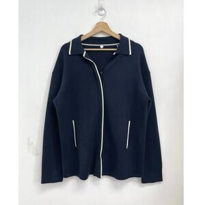 Margaret O’Leary Knit Cardigan Sweater Jacket Oversized Preppy Nautical - Small